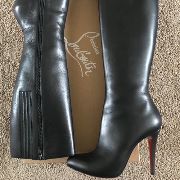 christian louboutin black boot heels